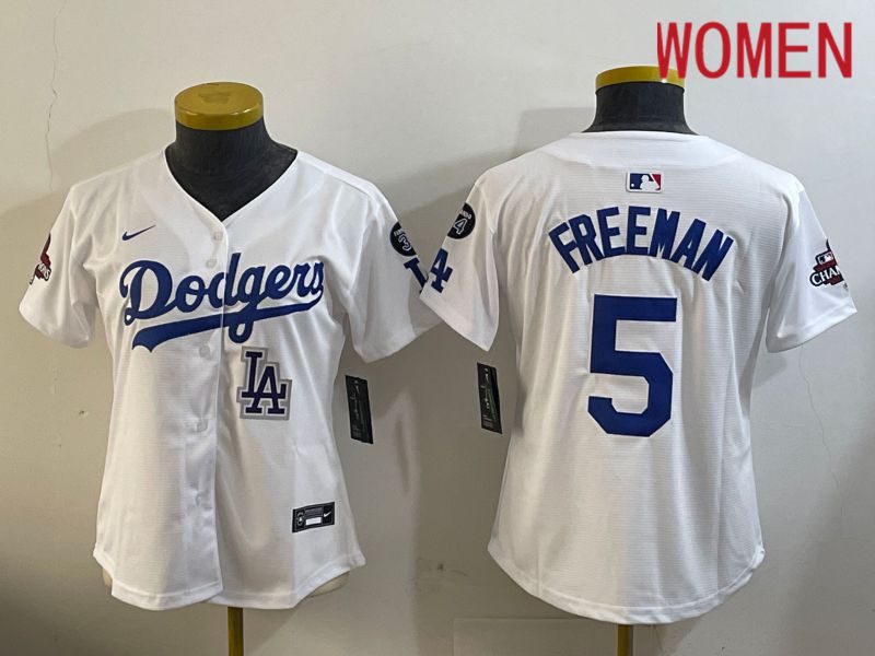 Women Los Angeles Dodgers #5 Freeman White Game 2024 Nike MLB Jersey style 12097->women mlb jersey->Women Jersey